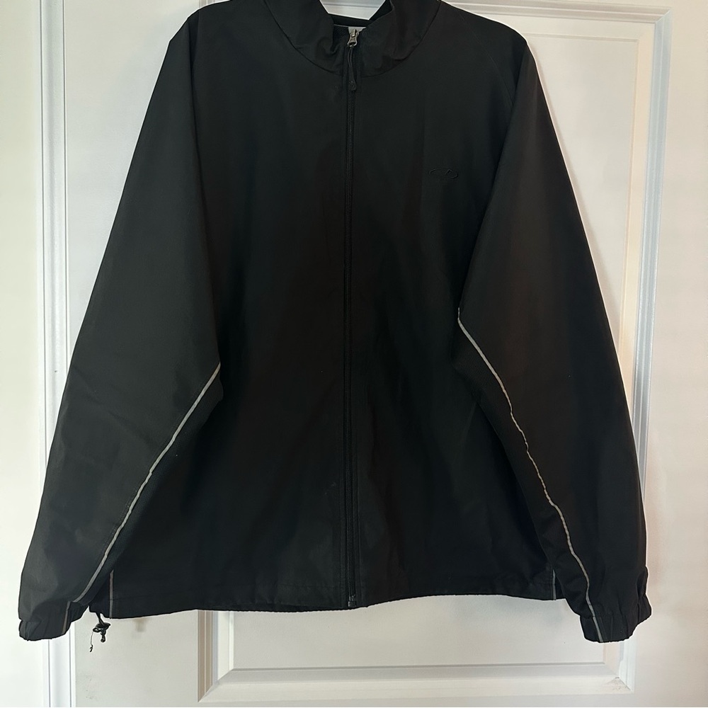Champion Black Windbreaker Jacket XXL Men’s Lightweight Full Zip Reflective Trim